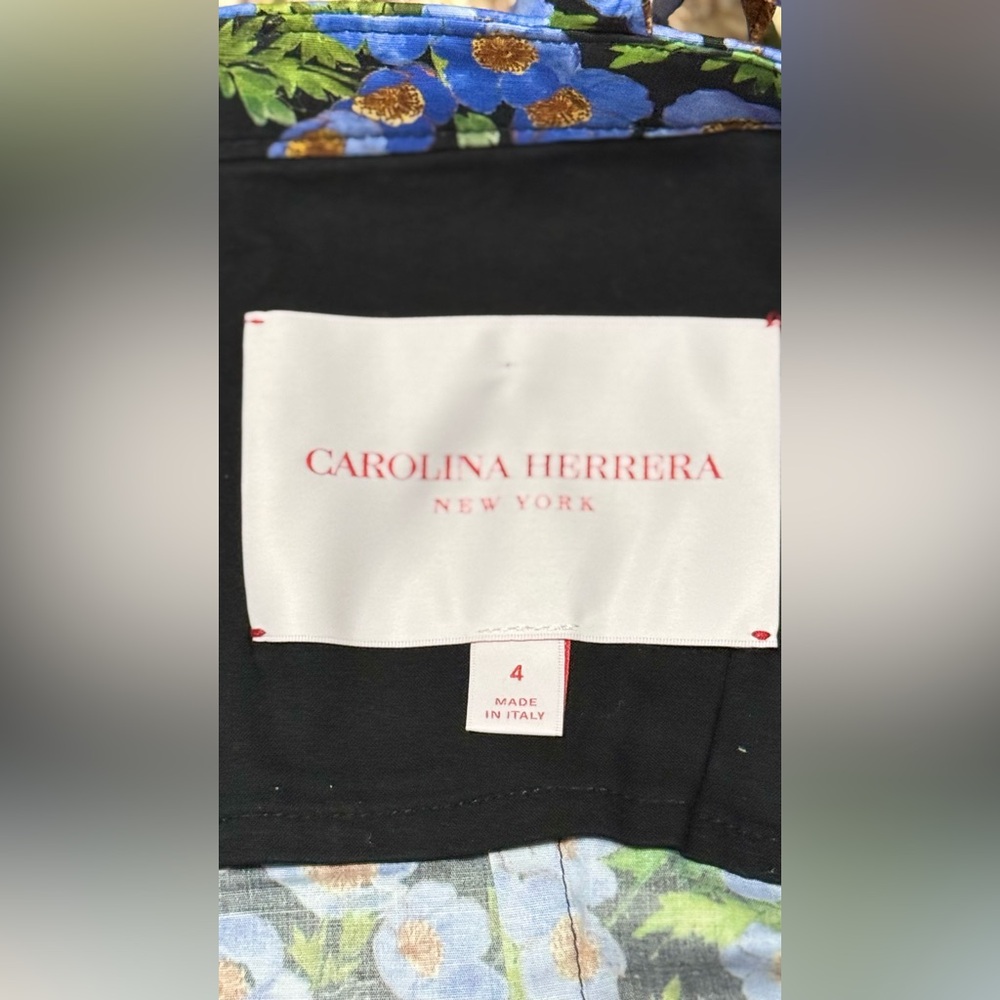 Carolina Herrera Blue and Green Floral Dress - Picture 11 of 14